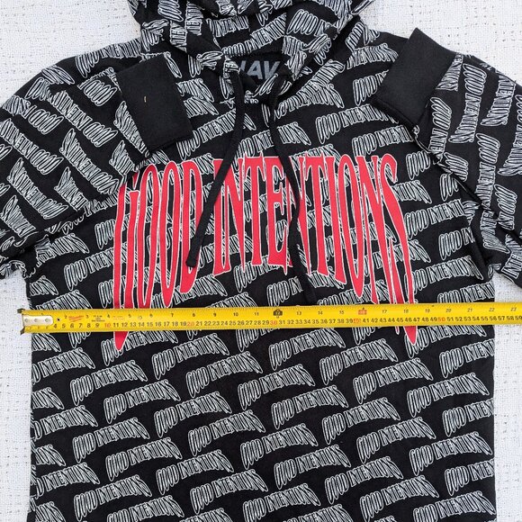 Vlone x Nav Good Intentions All Over Hoodie Men's Black Pullover Cotton Size XL - Picture 5 of 7